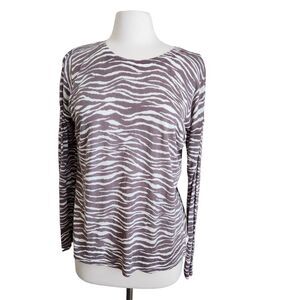 LOFT‎ Womens Size L Taupe Zebra Print Sweater Lightweight Long Sleeves Pullover
